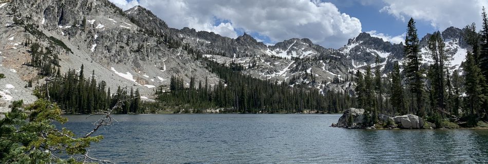 View of Alice Lake in the Sawtooth Mountains in Idaho