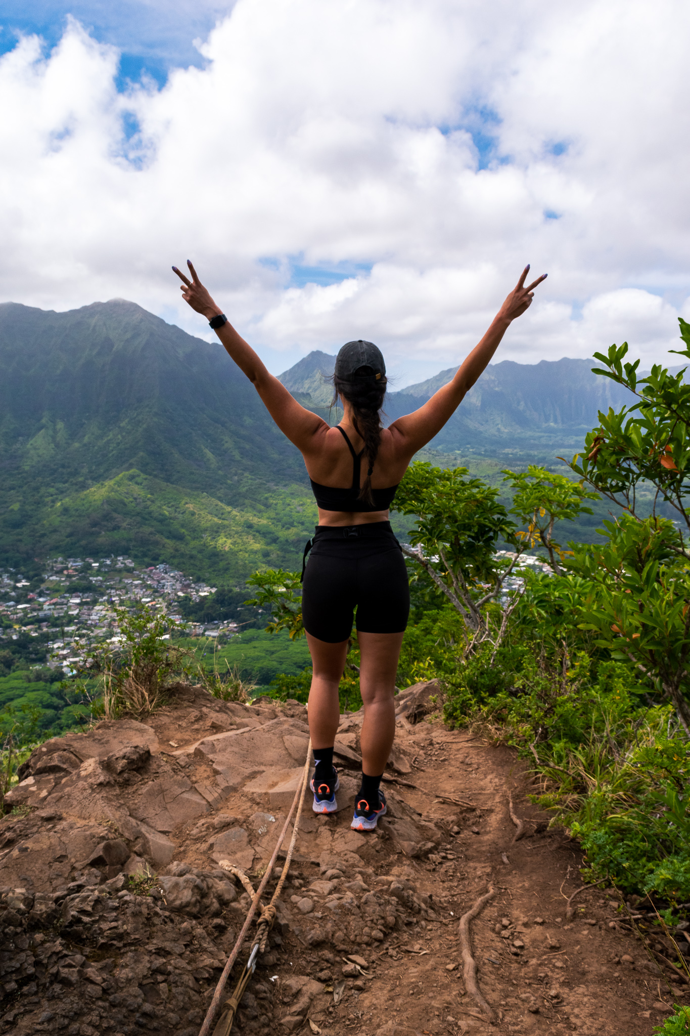 Mia hiking Olomana Ridge on Oahu