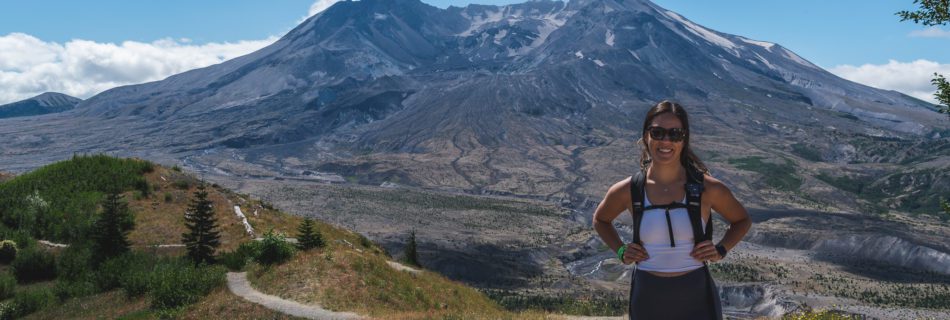 Mia hiking at Mount St Helens