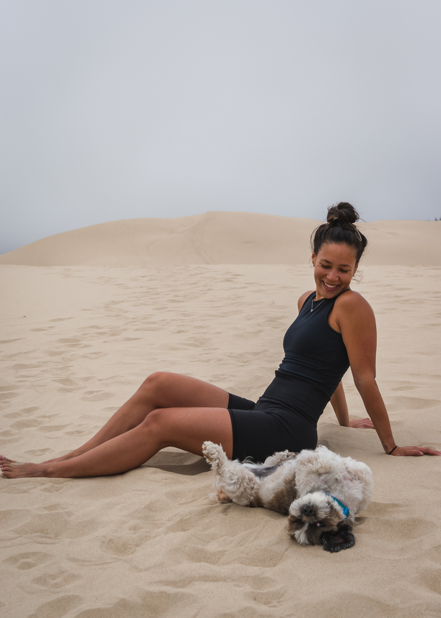 Mia and Caesar at the Oregon Sand Dunes