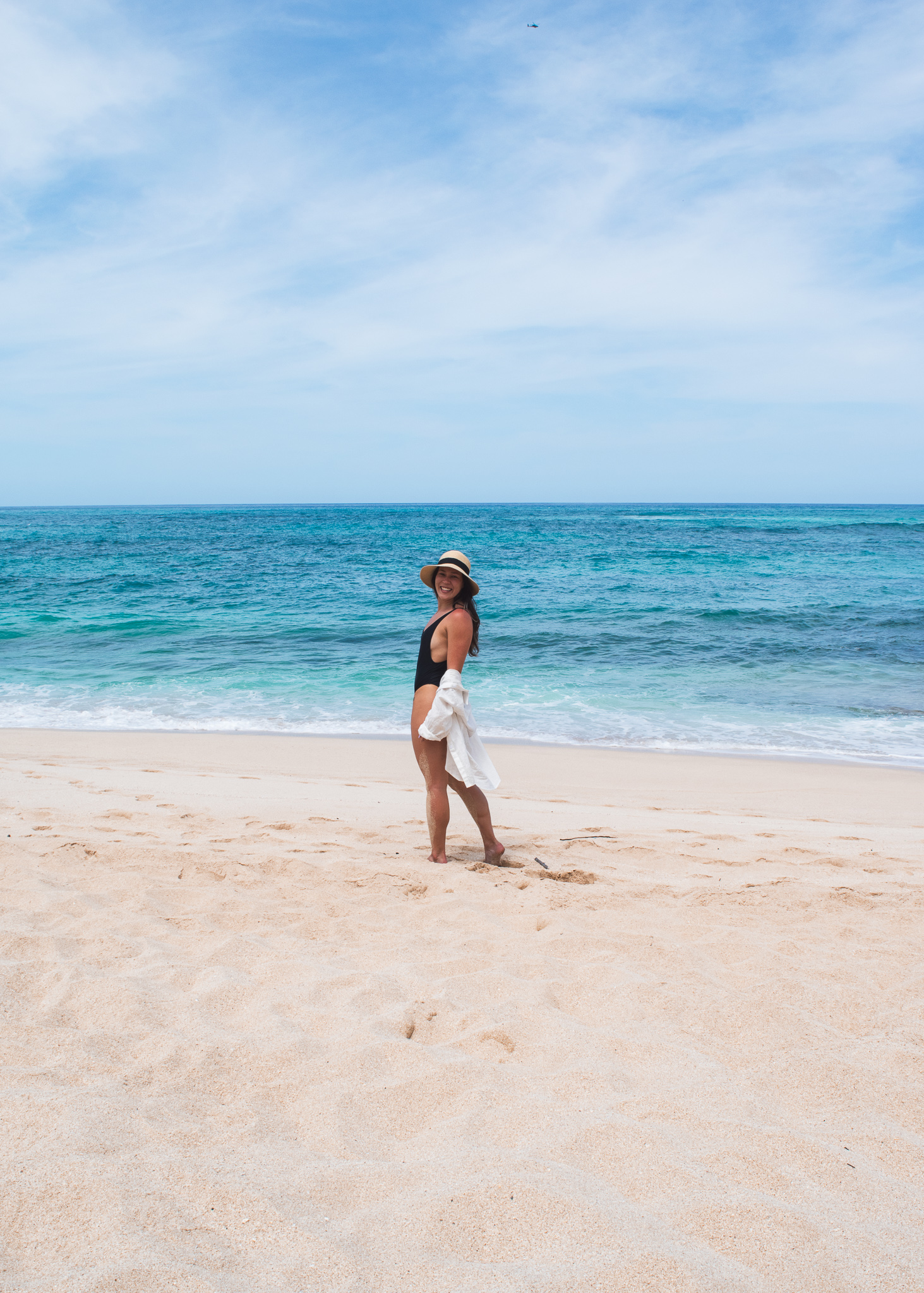 Mia on the beach on Oahu