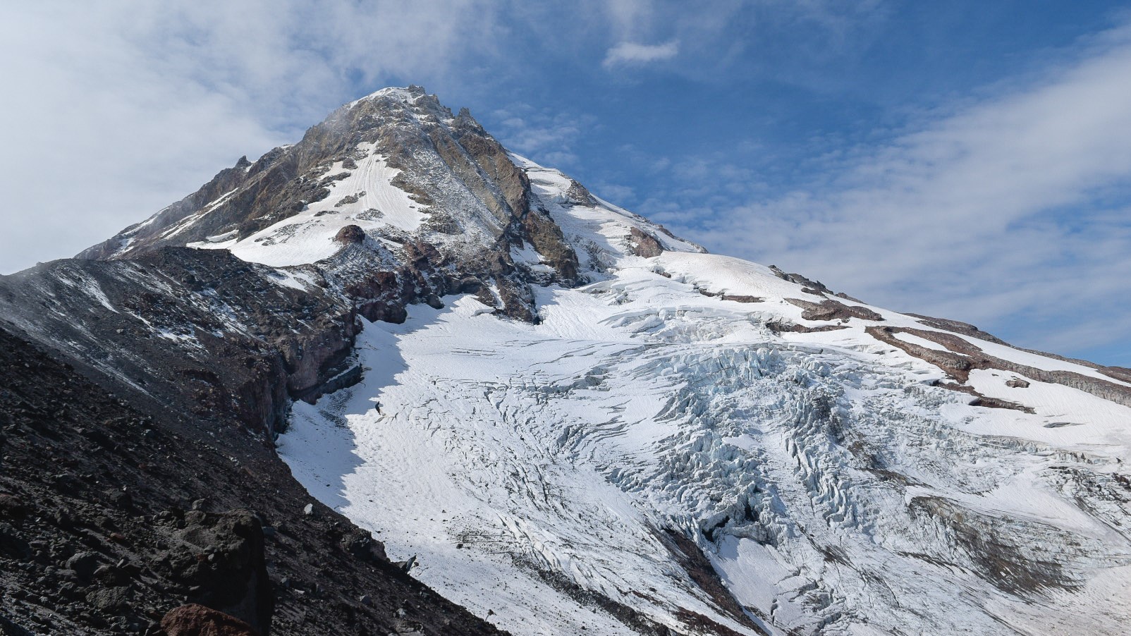 The view of Elliott Glacier on Mt. Hood from Cooper Spur