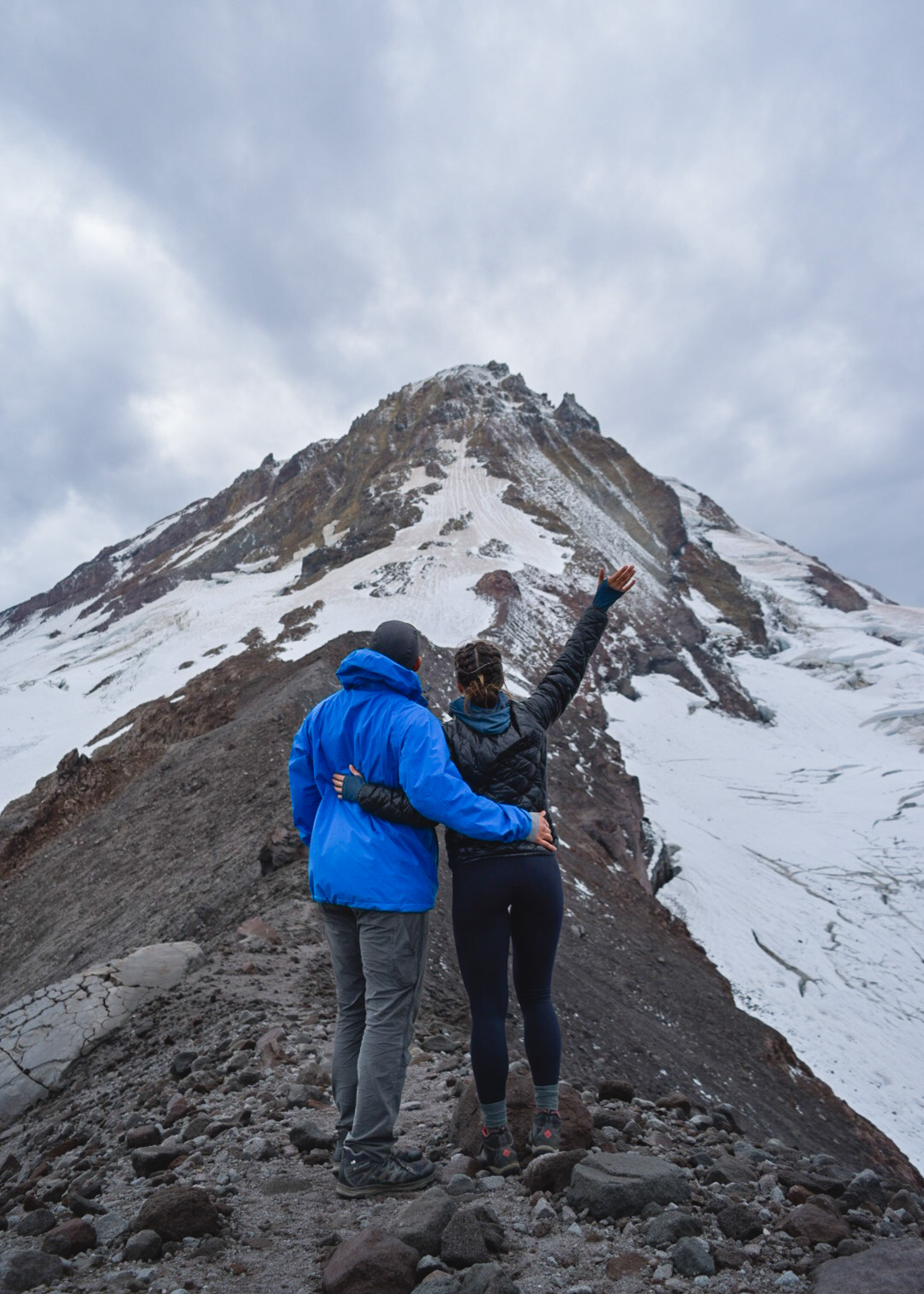 Mia and Jay on top of Cooper Spur on Mt. Hood