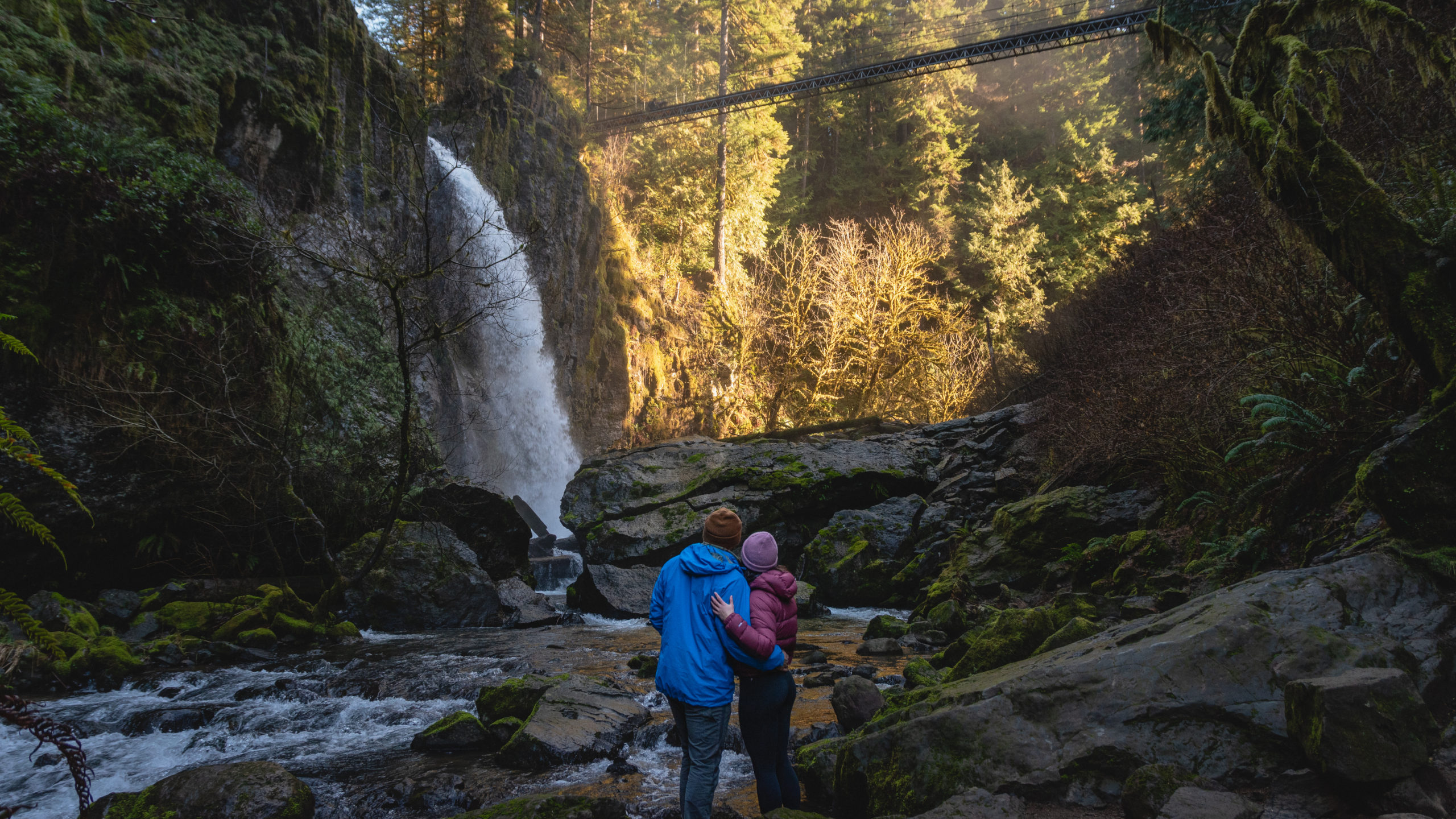 Mia and Jay on a hike at Drift Creek Falls