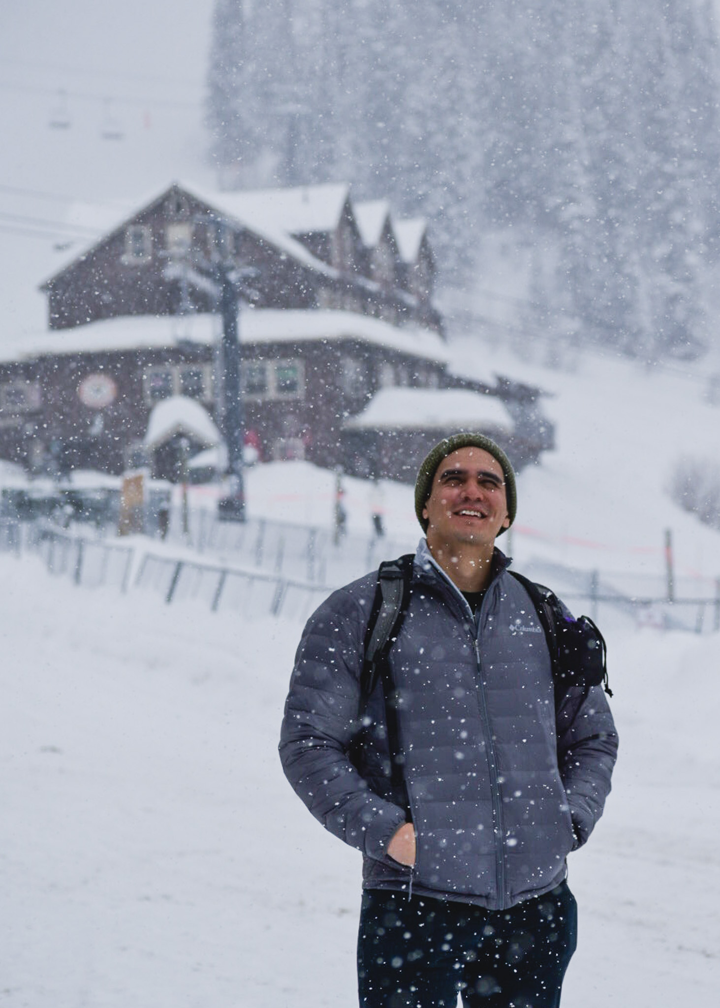 Jay looking at the snow on Whitefish Mountain Resort in Montana